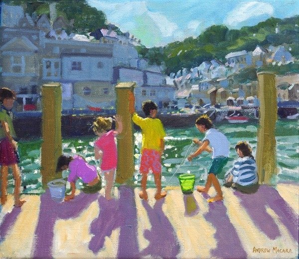 Detail of Quayside fishing, Looe, 2015 by Andrew Macara