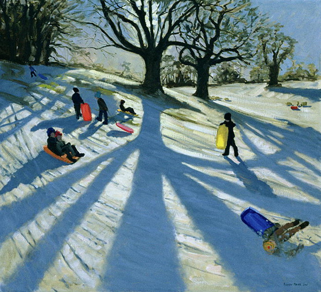 Detail of Winter Tree, Snow Sledgers, Calke Abbey, Derby by Andrew Macara