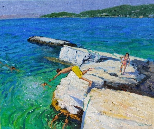 Detail of The Diver, Plates Rock, Skiathos, Greece by Andrew Macara