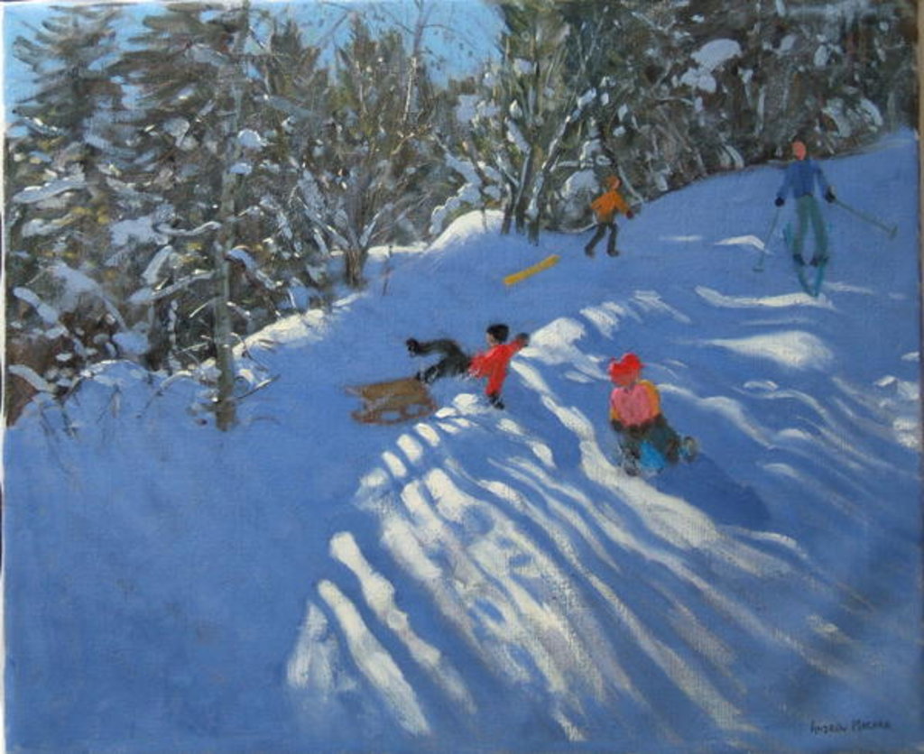 Detail of Falling off the Sledge, Morzine by Andrew Macara
