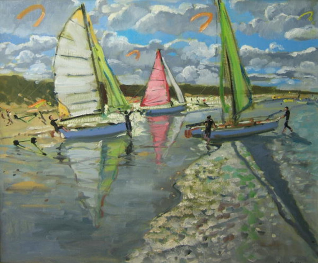 Detail of Three Sailboats, Bray Dunes, France by Andrew Macara