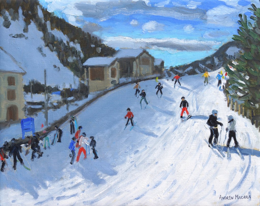 Detail of Skiing down to Selva Val Gardena, 2016 by Andrew Macara