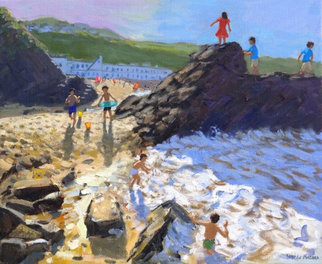 Detail of Climbing on the rocks, St Ives, 2015 by Andrew Macara