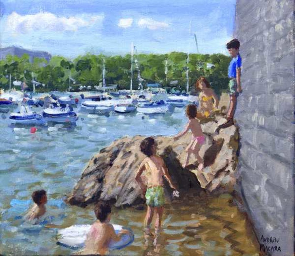 Detail of Climbing rocks, Tenby Harbour, 2016 by Andrew Macara