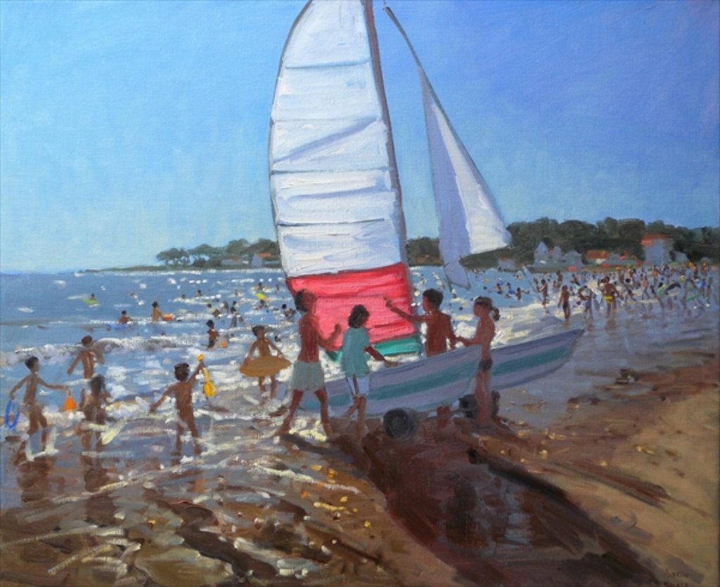 Detail of Sailboat, Palais Sur Mer (oil on canavas) by Andrew Macara