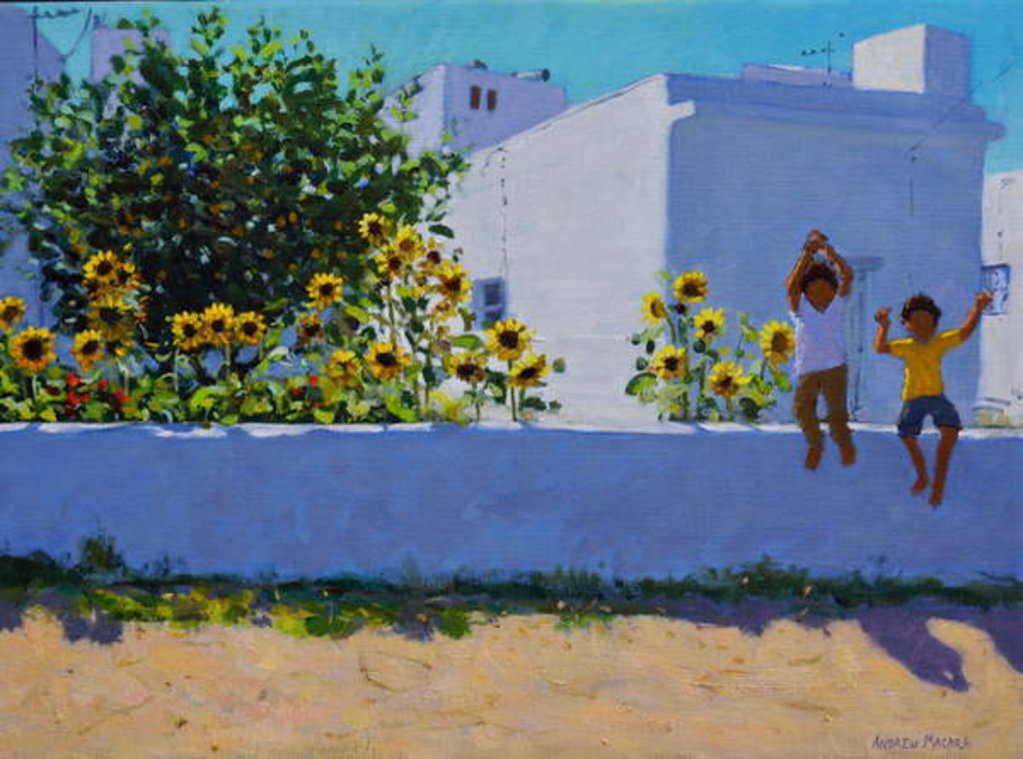 Detail of Sunflowers, morning, Galicia, 2017 by Andrew Macara