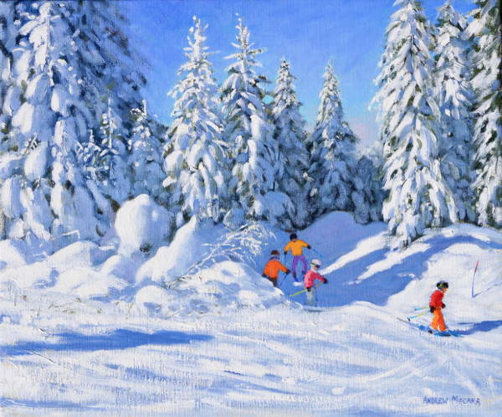 Detail of Bright morning and snow covered trees, Morzine, 2018 by Andrew Macara
