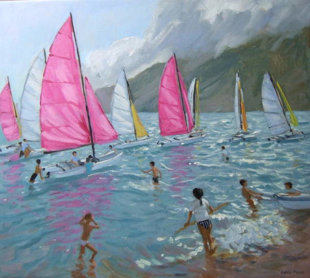 Detail of Pink and white sails, Lefkas, 2007 by Andrew Macara