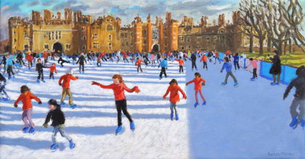 Detail of Girls in Red, Hampton Court Palace Ice Rink, London, 2018 by Andrew Macara