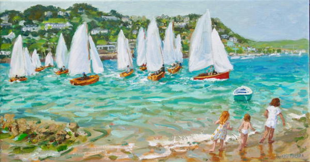 Detail of Chasing the boats, Salcombe, 2018 by Andrew Macara
