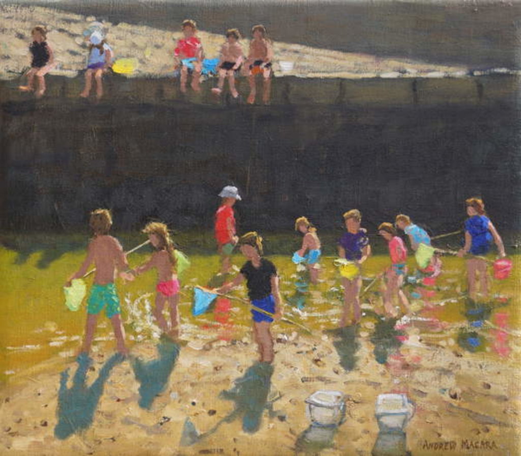 Detail of Crabbing in the Harbour, Bude, Cornwall, 2018 by Andrew Macara