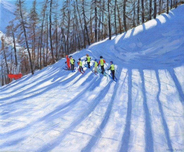 Detail of Ski lesson, Tignes, France by Andrew Macara