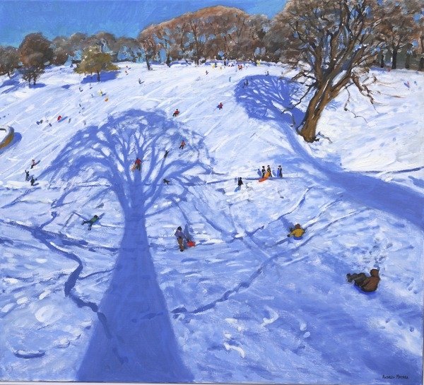 Detail of Chatsworth, winter tree shadows by Andrew Macara