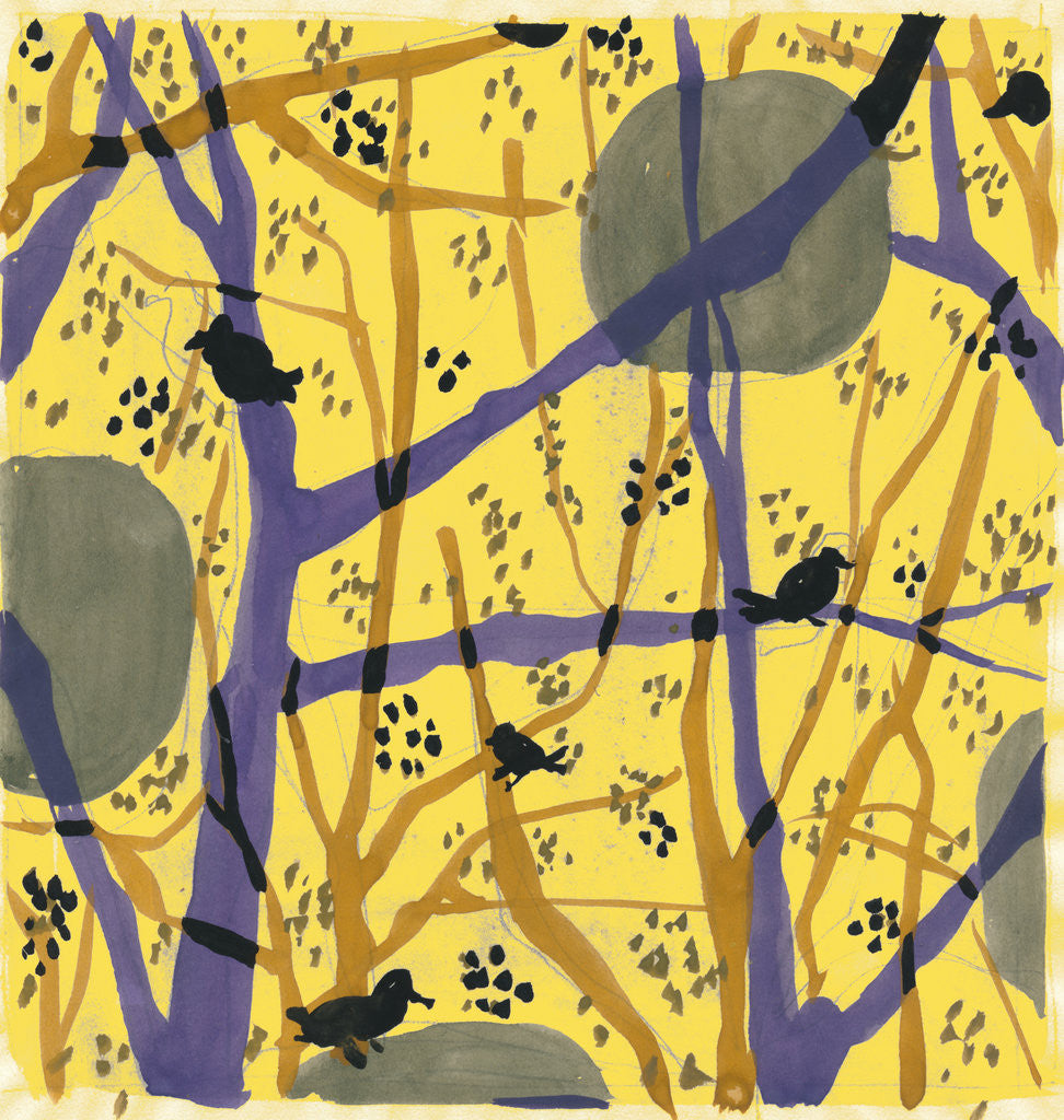 Detail of Trees and birds in my garden 2 by Anna Zaliski