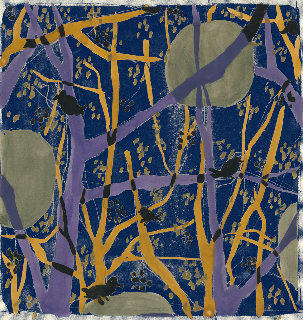 Detail of Trees and birds in my garden 8 by Anna Zaliski