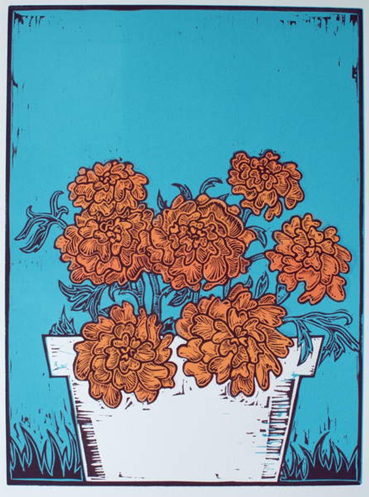 Detail of Pot of Marigolds, 2014, by Faisal Khouja