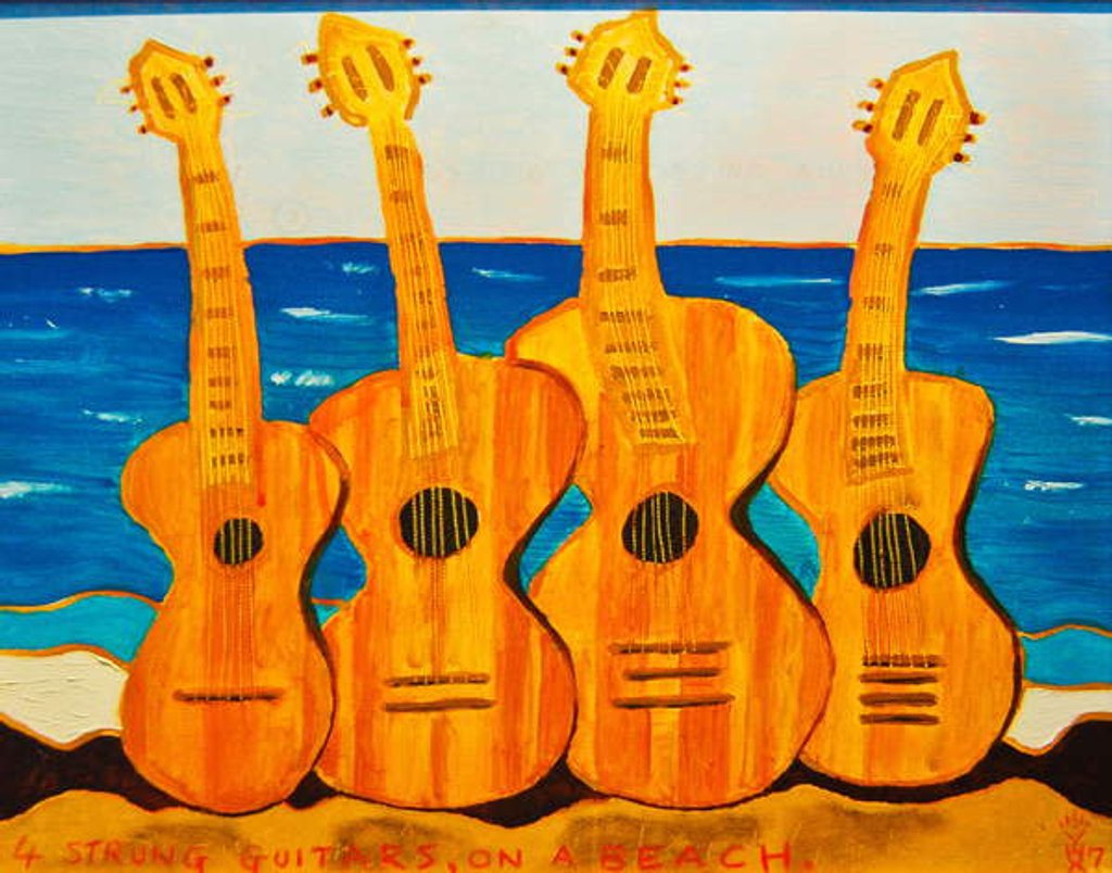 Detail of 4 strung guitars on a beach, 2007 by Timothy Nathan Joel