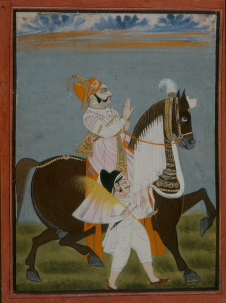 Detail of Rawat Bhim Singh of Salumbar riding Nur, 1820 by Indian School