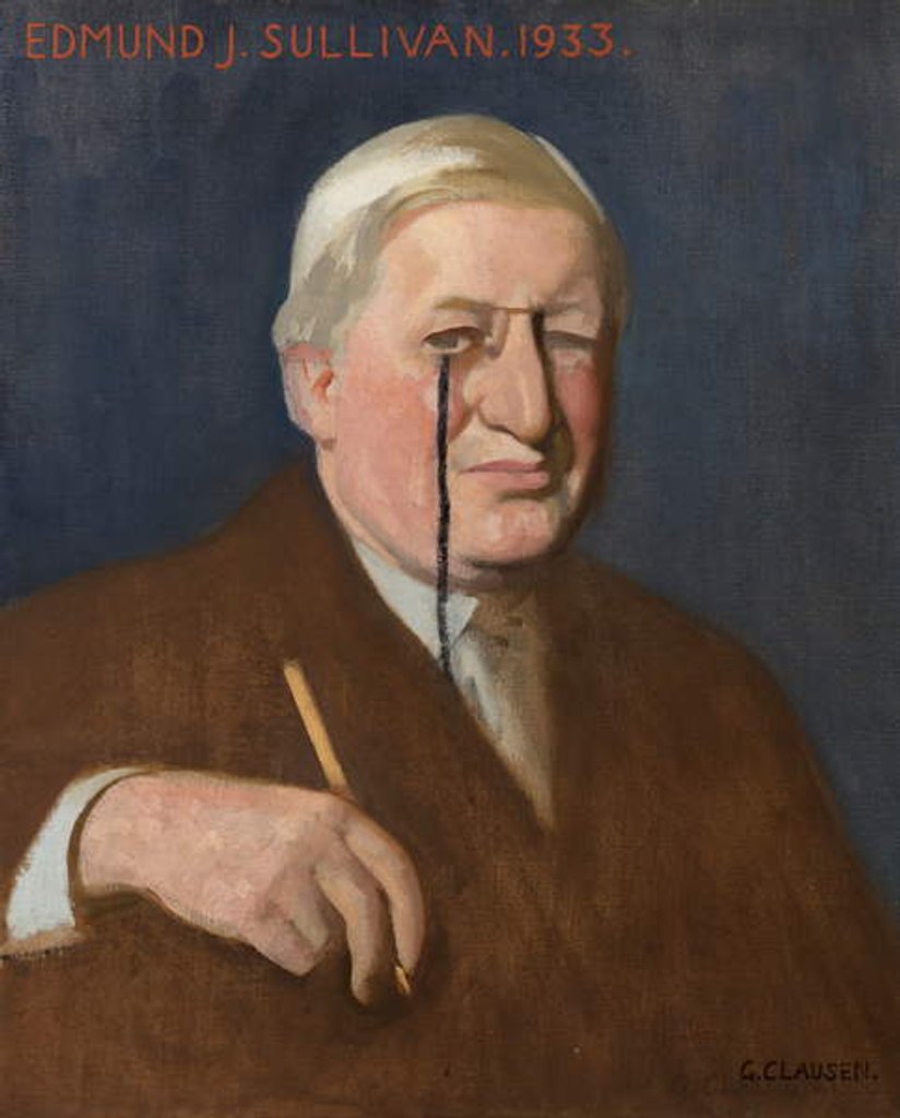 Detail of Portrait of Edmund J. Sullivan, 1933 by George Clausen