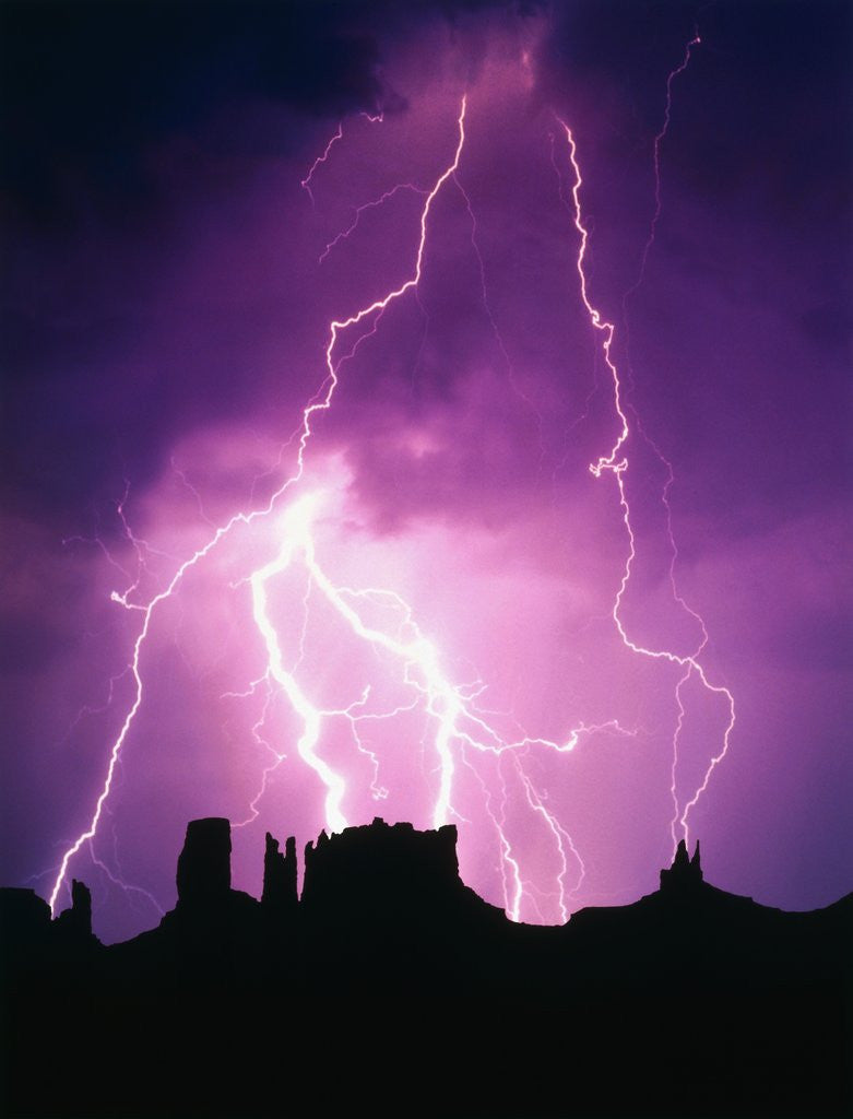 Detail of Lightning over Monument Valley by Anonymous