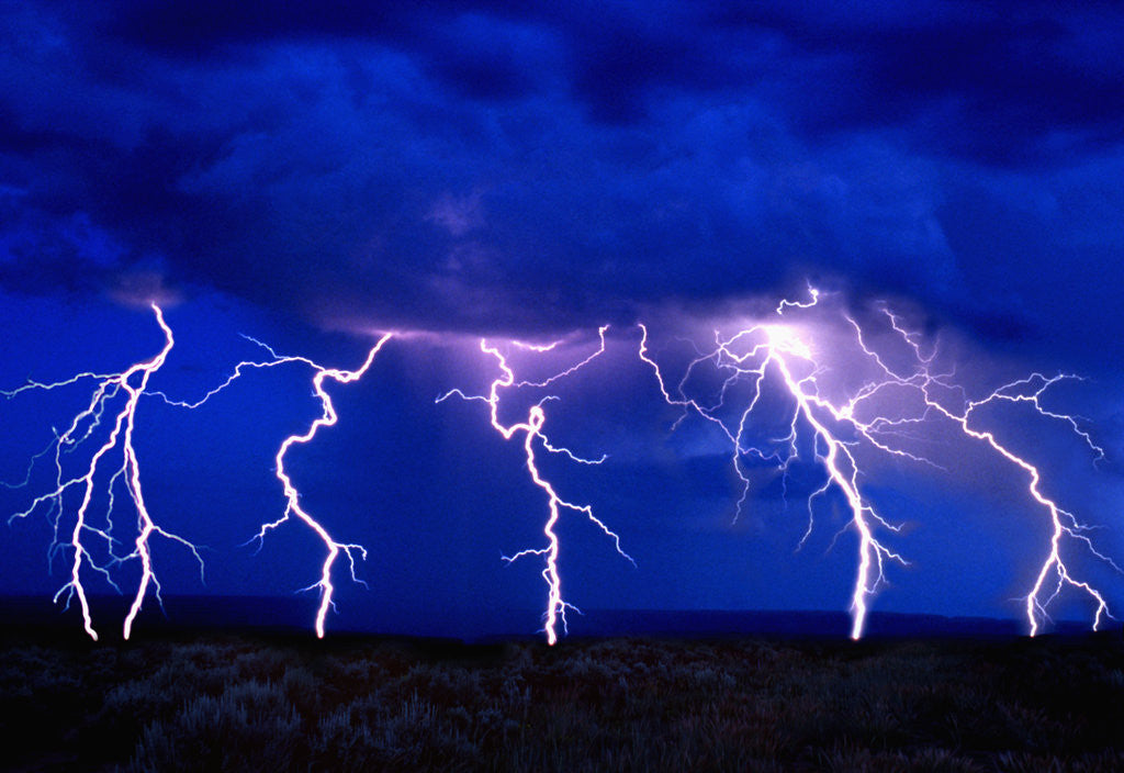 Detail of Lightning Storm over Prairie by Anonymous