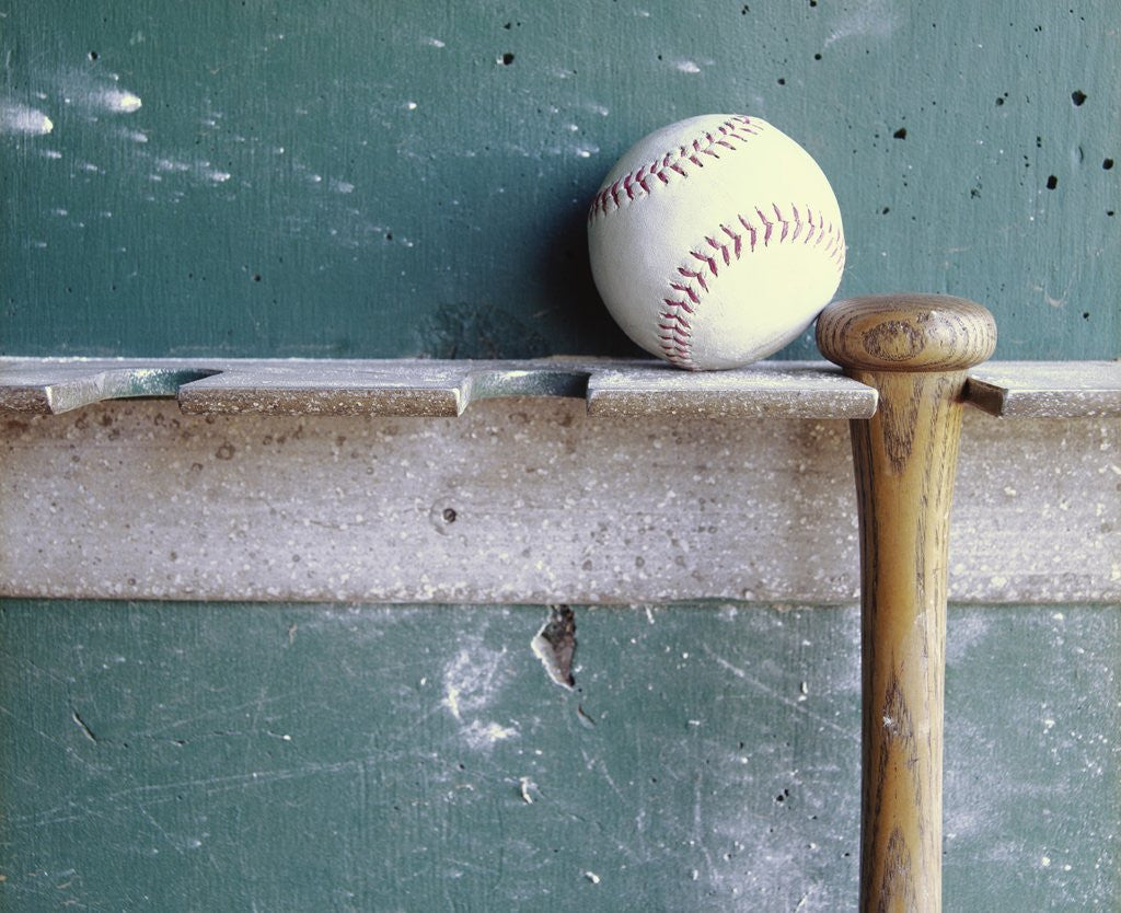Detail of Baseball and Bat on Rack by Anonymous