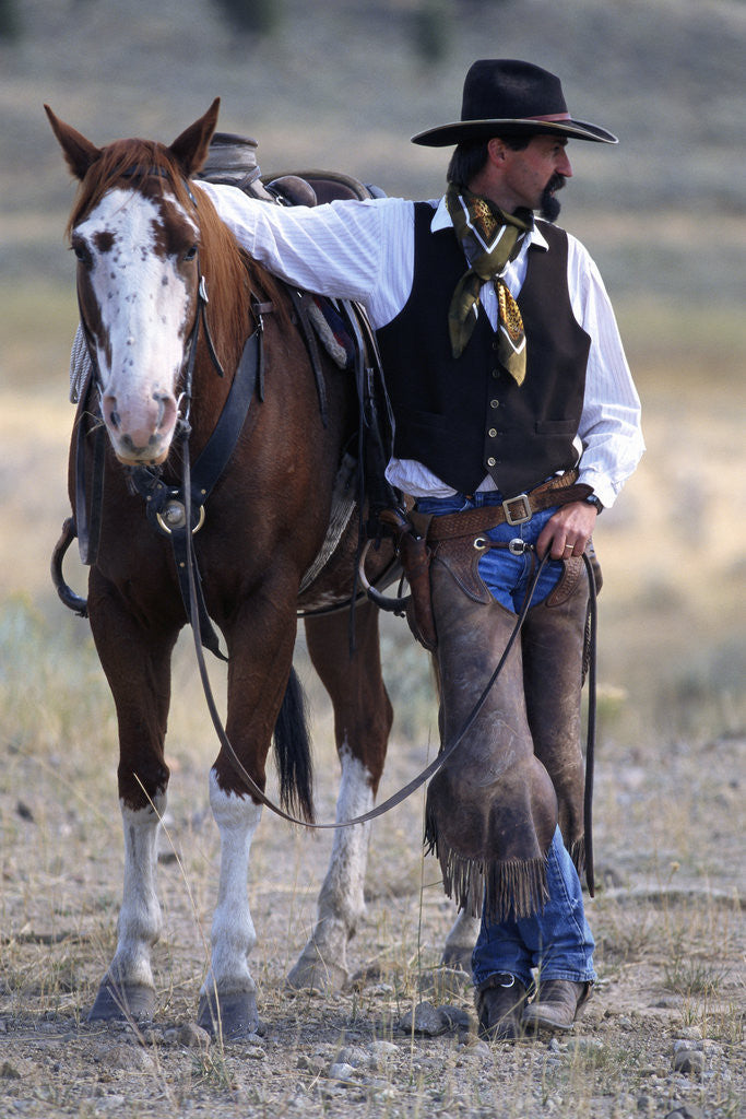 Detail of Cowboy Waiting with Horse by Anonymous