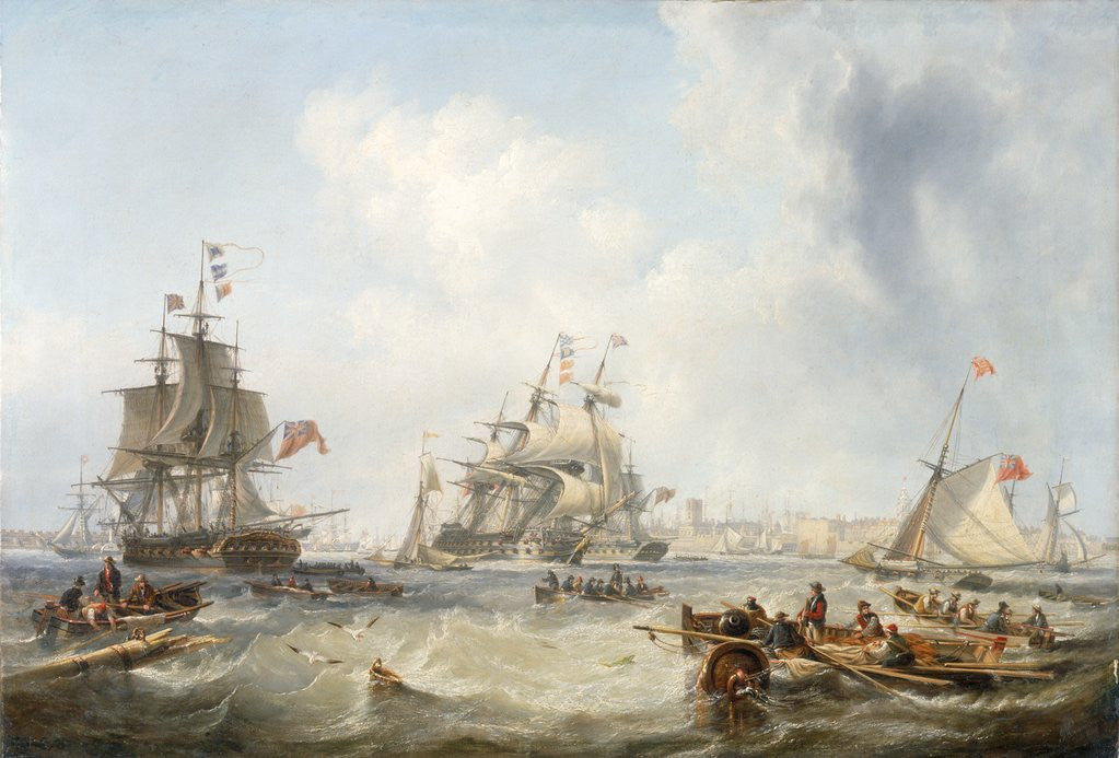 Detail of Men-of-War off Portsmouth Harbour by John Wilson Carmichael