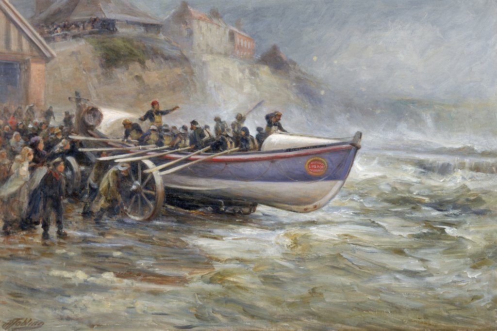 Detail of Launching the Cullercoats Lifeboat by Robert Jobling