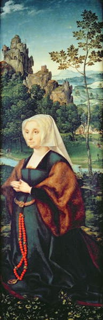 Detail of Wife of a donor kneeling by a river by Joos van Cleve