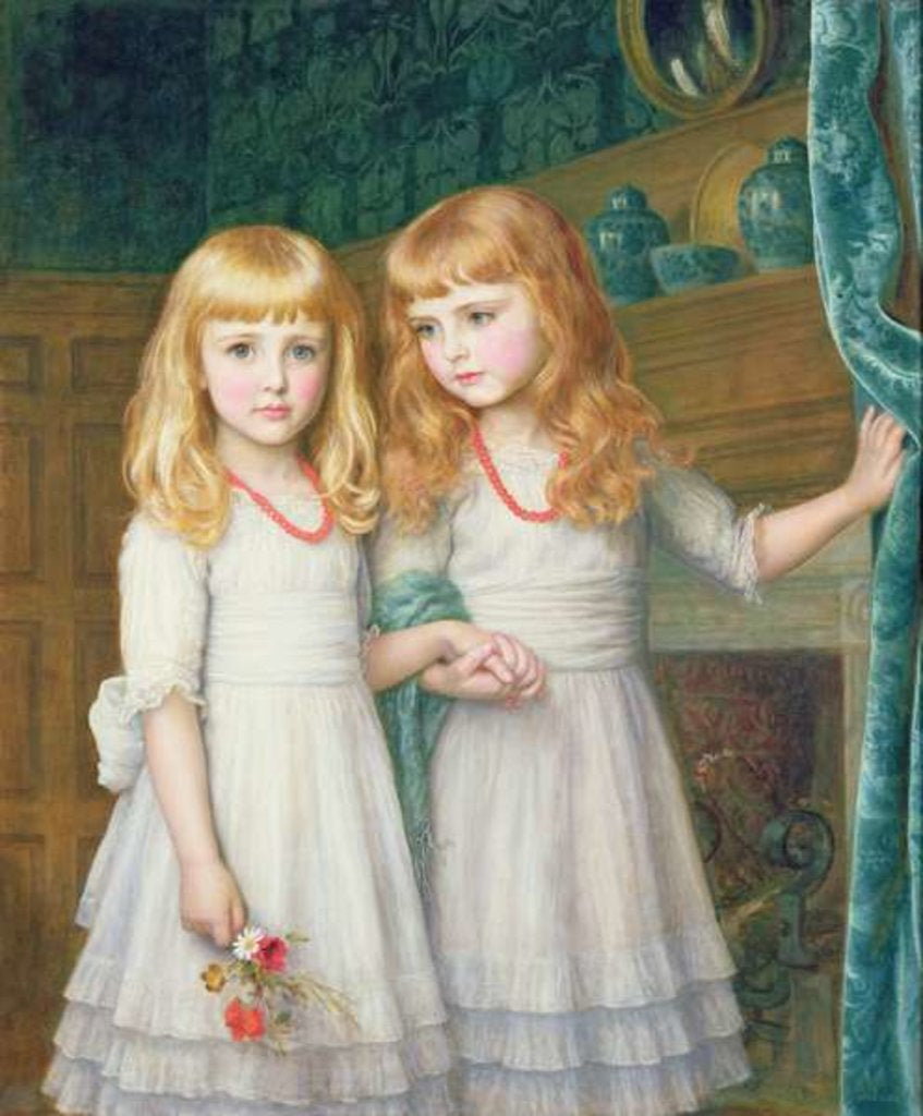 Detail of Marjorie and Lettice Wormald by Arthur Hughes