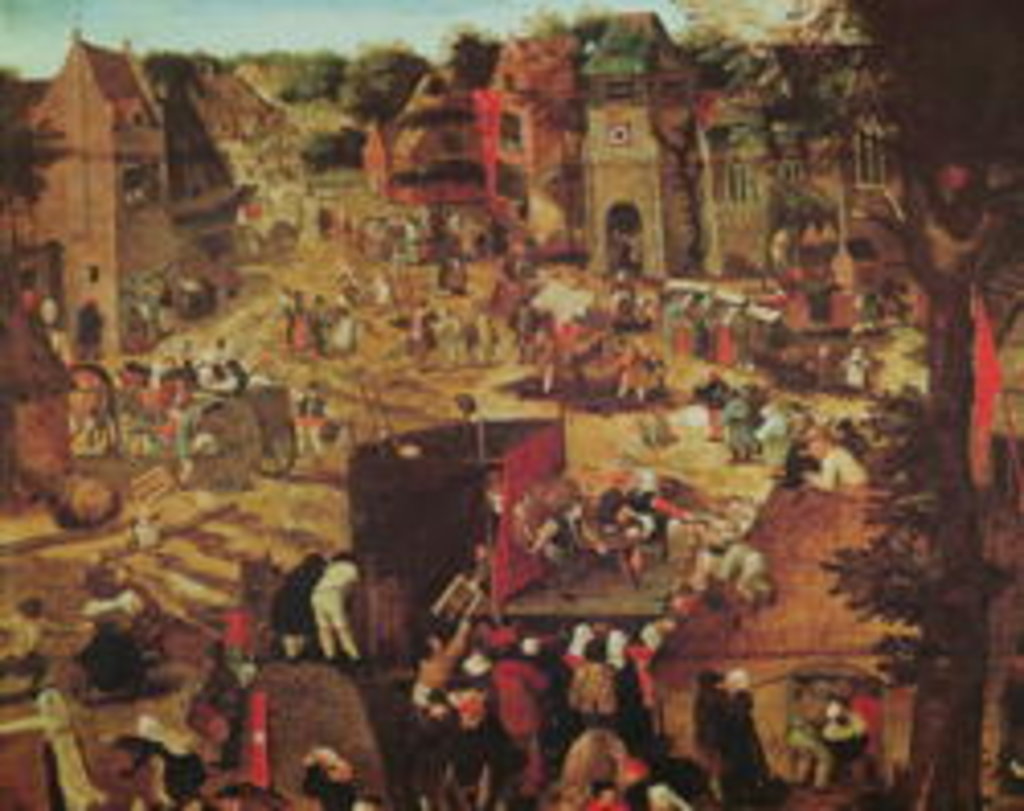 Detail of Kermesse with Theatre and Procession by Pieter the Younger Brueghel