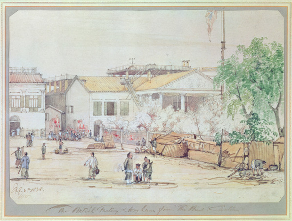 Detail of The British Factory on Hog Lane, Canton, 1838 by Werner Varnham
