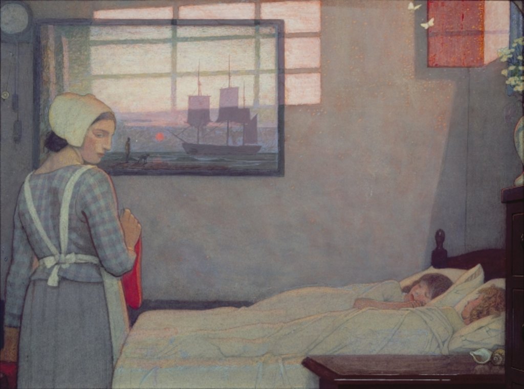 Detail of A Summer Evening, c.1925 by Frederick Cayley Robinson