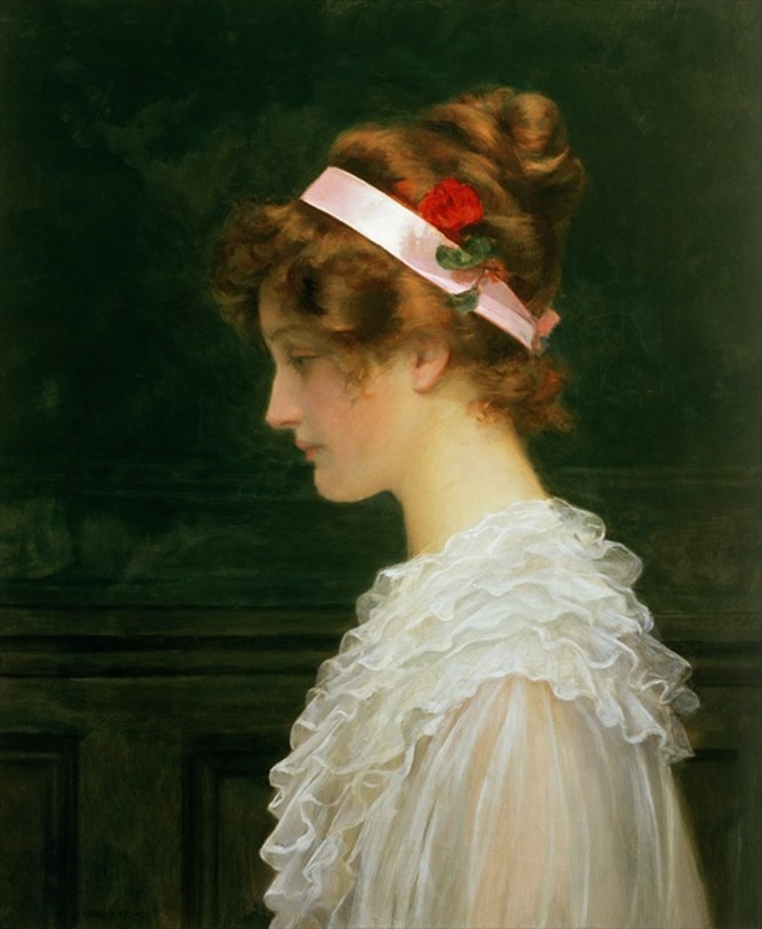 Detail of Profile of a young girl by Marcus Stone