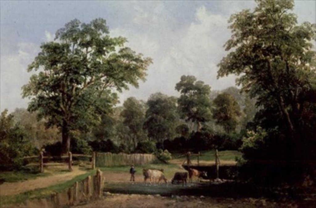 Detail of Landscape with cows, 19th century by Alfred Vickers