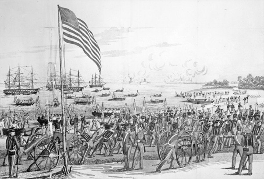 Detail of Landing of the Troops at Vera Cruz, Mexico, 9th March 1847 by American School