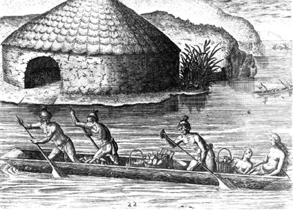 Detail of Florida Indians Storing their Crops in the Public Granary by Jacques Le Moyne