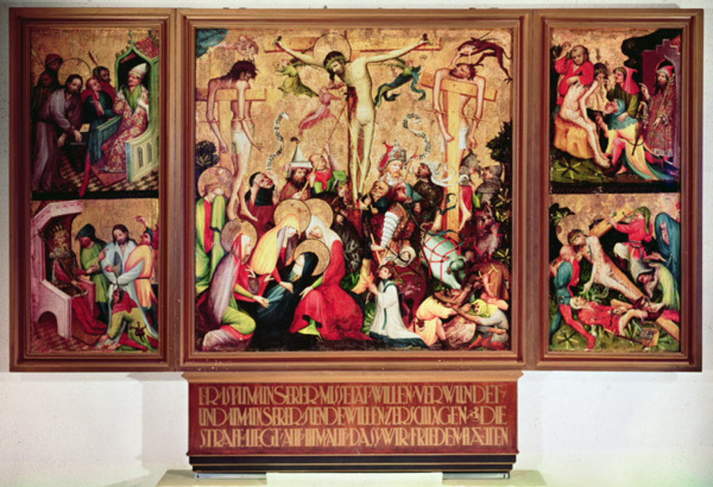 Detail of The Crucifixion, triptych with side panels depicting scenes from the Passion by German School