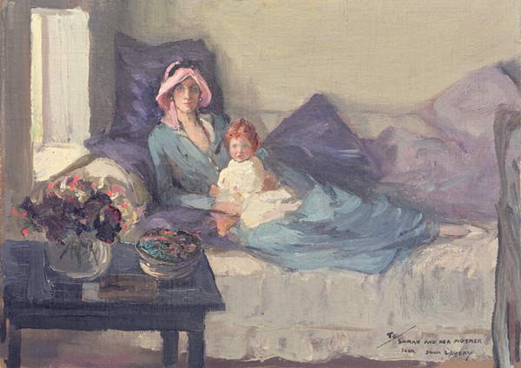 Detail of Mrs Winston Churchill with her daughter, Sarah, after 1914 by John Lavery