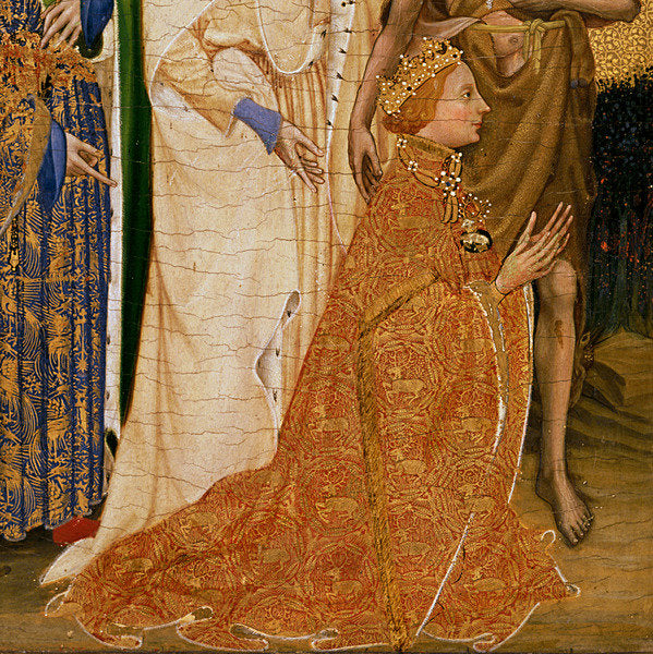 Detail of Richard II Presented to the Virgin and Child by his Patron Saint John the Baptist and Saints Edward and Edmund, c.1395-99 by Master of the Wilton Diptych