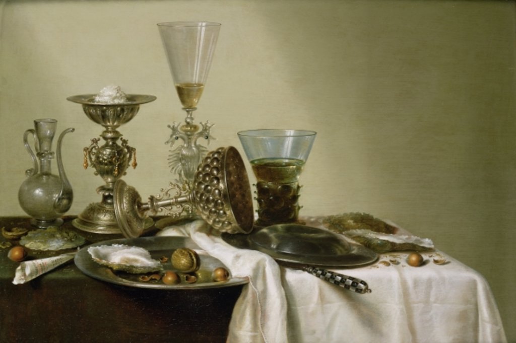 Detail of Still Life with Oysters and Nuts by Willem Claesz. Heda