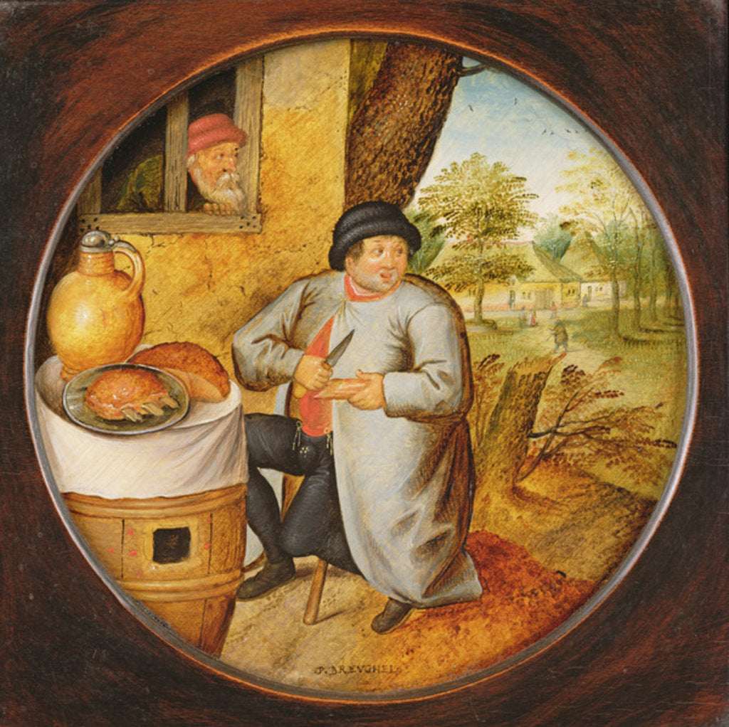Detail of The Man who Cuts Wood and Meat with the Same Knife by Pieter the Younger Brueghel