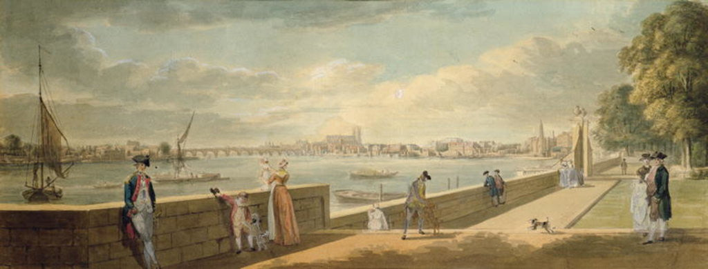 Detail of View towards Westminster from the Terrace of Somerset House by Paul Sandby