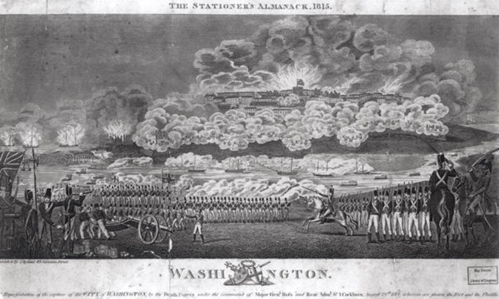 Detail of Representation of the Capture of the City of Washington by the British forces, August 24th 1814 by American School