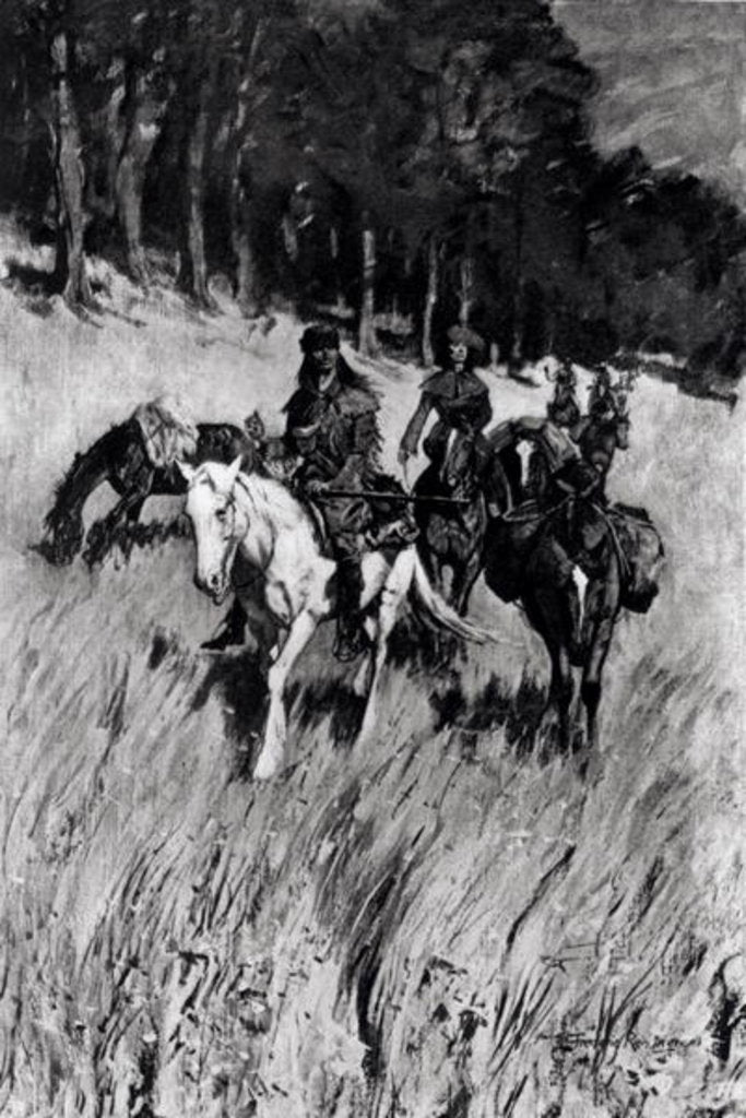 Detail of Early Pioneers on the Blue Ridge by Frederic Remington