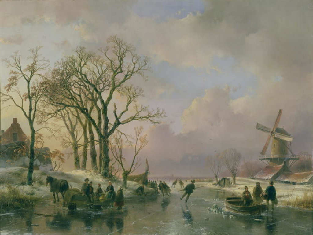 Detail of Skating in Holland by Andreas Schelfhout