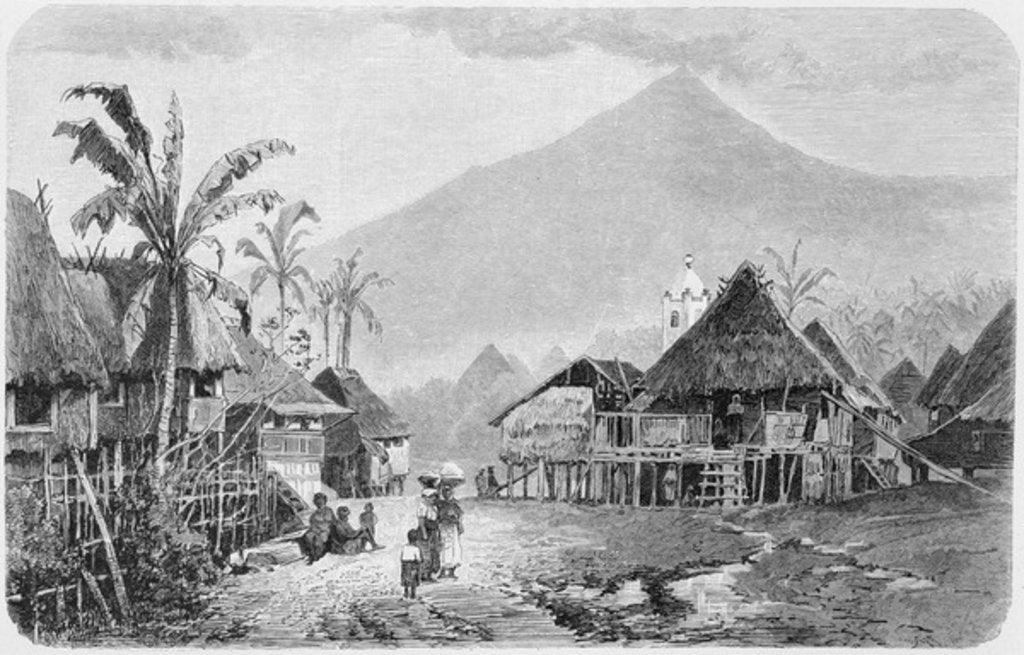 Detail of A Tagal village, Luzon in the Philippines by English School