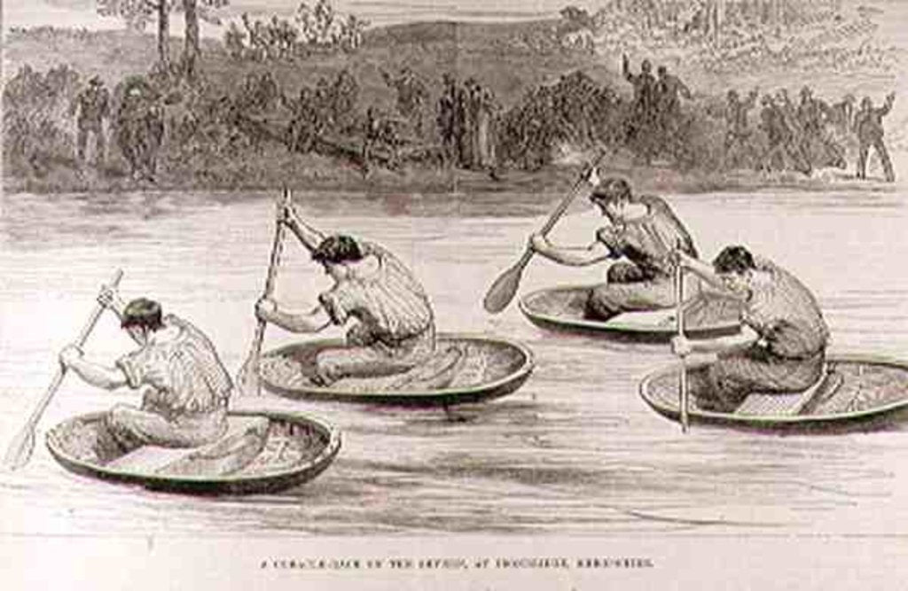 Detail of A Coracle Race on the Severn at Ironbridge, Shropshire by English School