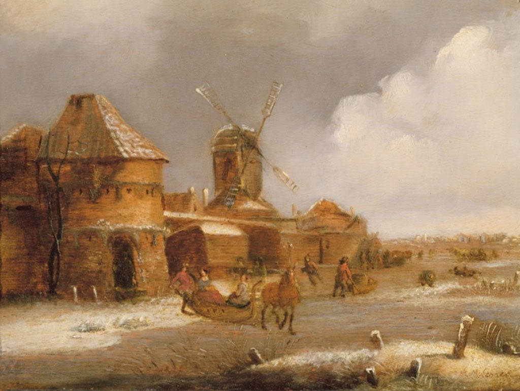 Detail of Winter Scene by Claes Molenaer